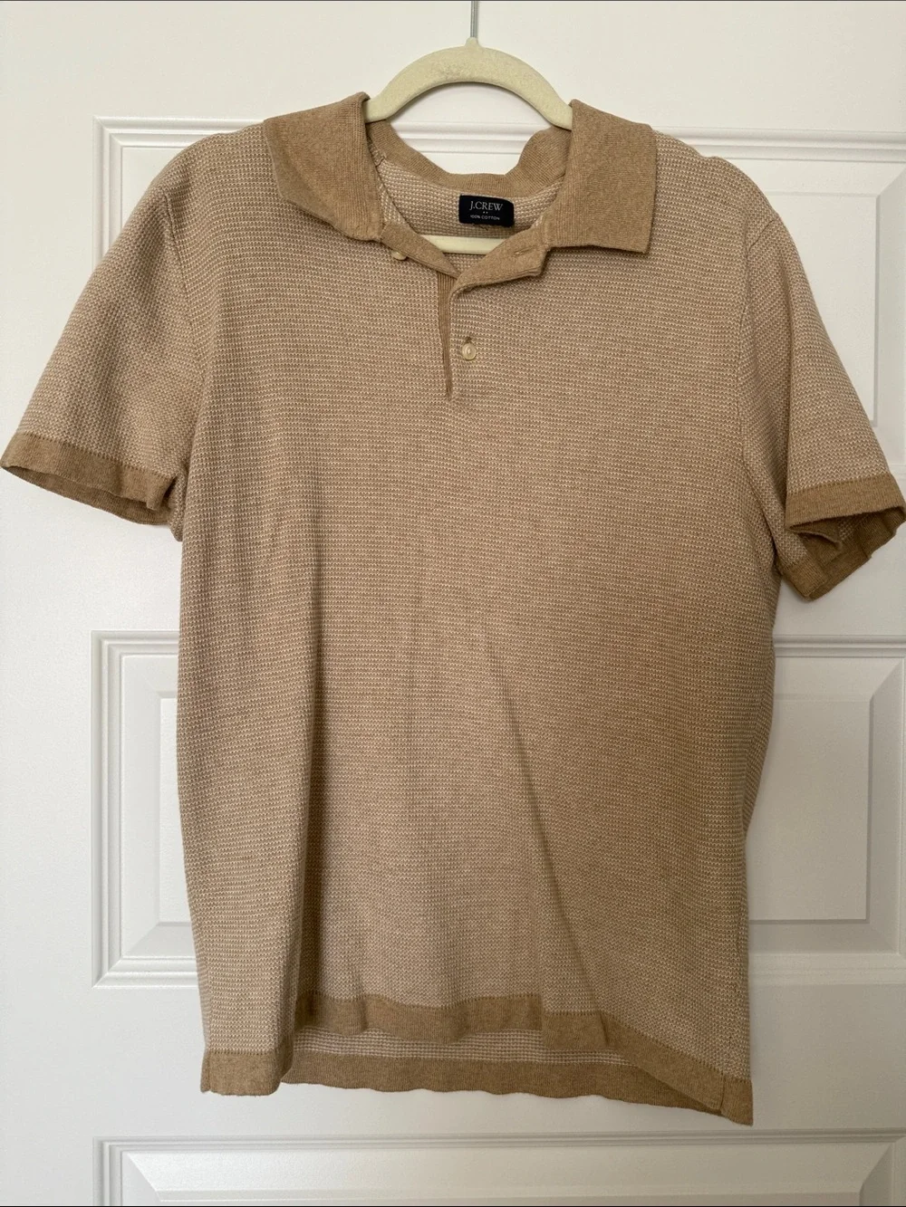 J. Crew Men's Knit Polo in Tan and Light Brown